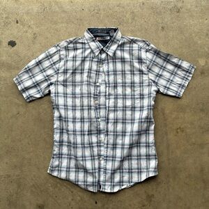 Anchor Blue Men's Gray and White Plaid Shirt